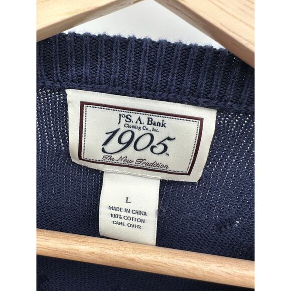 Joseph A Bank Blue Red Striped Cotton Sweater Pullover Mens Size Large - Picture 5 of 5